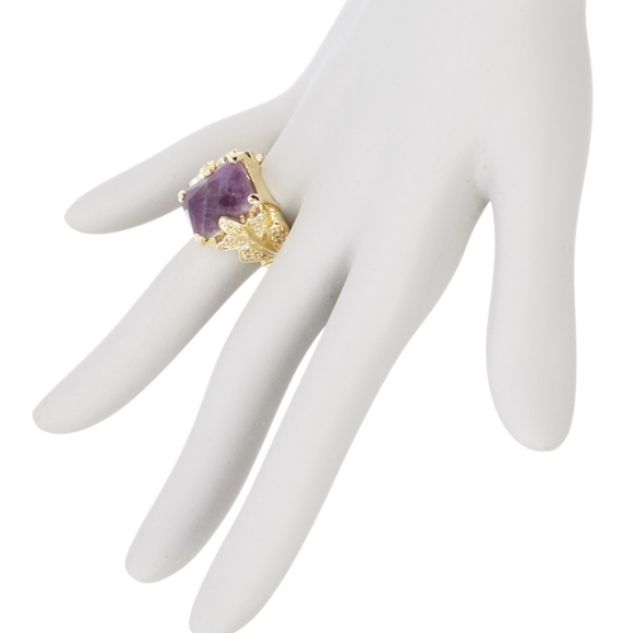 🎁NWT: Gold & Amethyst Tulip Ring - Picture 4 of 4